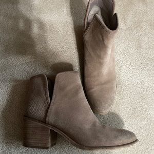 Hinge Suede Leather Booties with Cutout